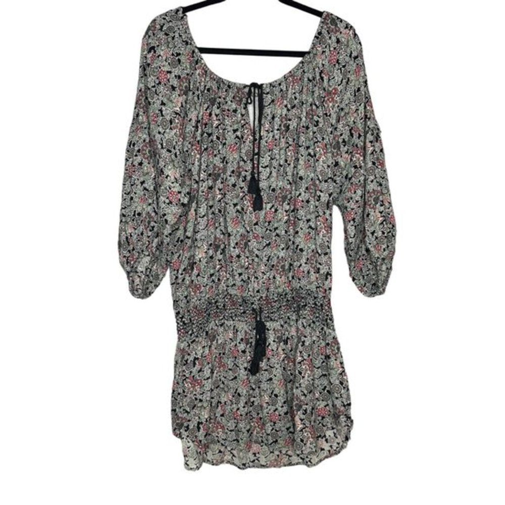 Ralph Lauren Denim Supply Floral Smocked Keyhole Tassel Dress Sz XL